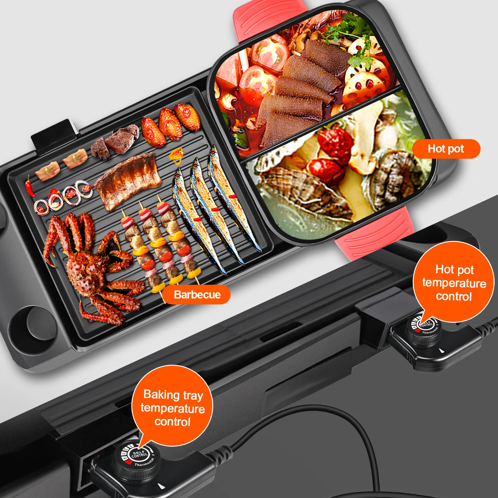 110v 220v electric grill hot pot 2 in 1 household multifunctional electric barbecue grill indoor hot pot non stick pan divider free global shipping