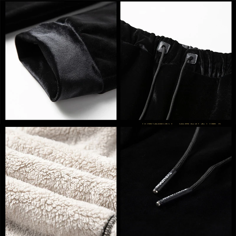 

8XL Tracksuits Men Jacket Sport Running Sets Winter Warm Thick Jacket+Pants 2 Pieces Set Mens Gym Velvet Cashmere Suit Clothing