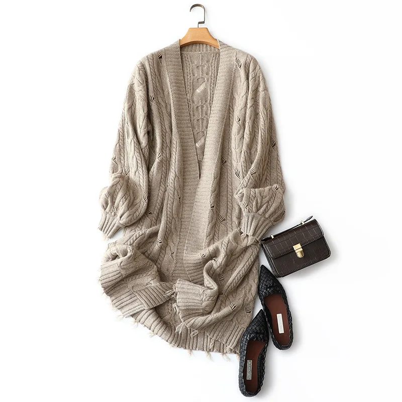 

Длинный кашемировый дизайнерский женский свитер 2019 высококачественные женские вязаные кардиганы с вырезами Джерси для женщин зима