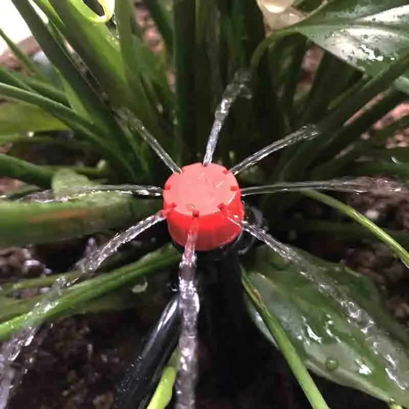 Красный Регулируемый капельный спринклер с 8 отверстиями капельное орошение для