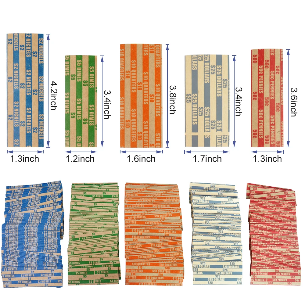 500 упаковок в ассортименте плоские полосатые обмотки для монет 100 каждого пенни