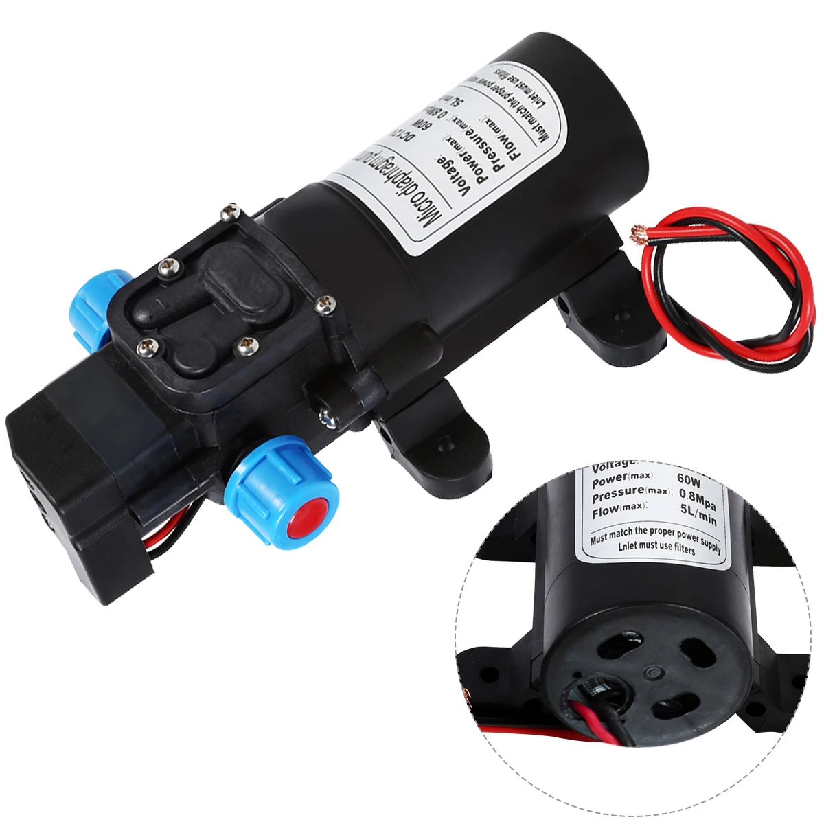 

60W 12V 80PSI Self Priming Pump Built-in pressure switch for garden sprinklers shower water taps in the boat caravan motor home