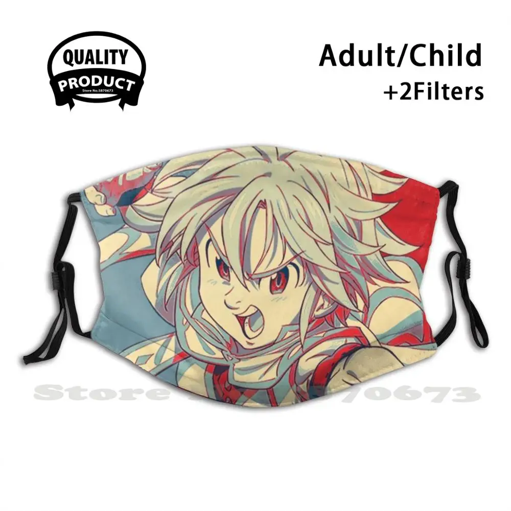 

Meliodas Hope Fashion Mouth Masks Filter Adult Kids Face Mask Meliodas Seven Deadly Sins Manga Anime Ban King Nanatsu No Taizai