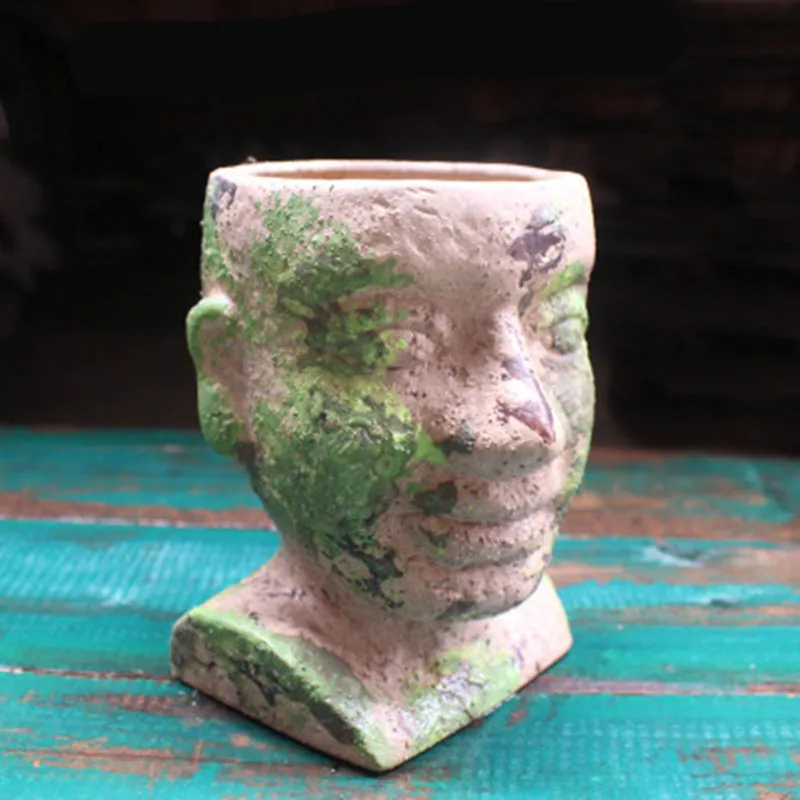 

Creative Portrait Ceramic Fleshy Flower Pot Half Body Statue Gold Wannian Grass Flower Retro Home Decoration M2223