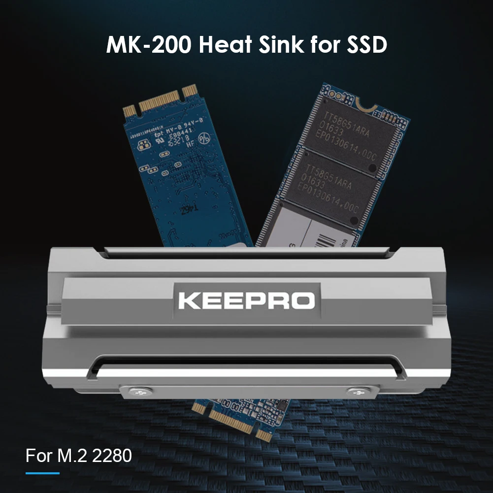 

SSD охлаждения радиатора NVMe рассеивания тепла MK-200 M.2 2280 Термальность Pad для домашнего компьютера Безопасность Запчасти