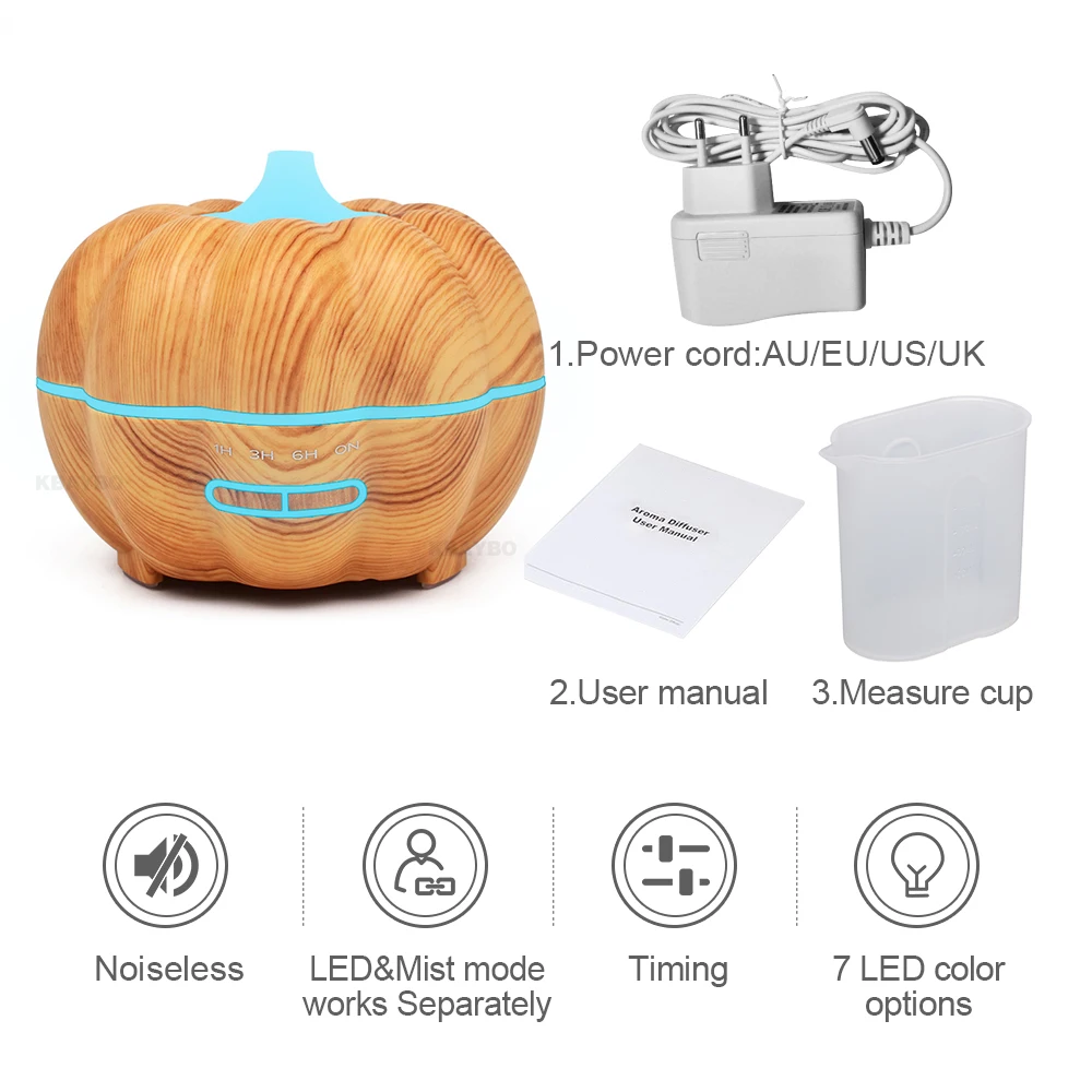 

KBAYBO 350ml Electric air purifier humidifier ultrasonic aromatherapy essential oil diffuser with 7 colors LED lights