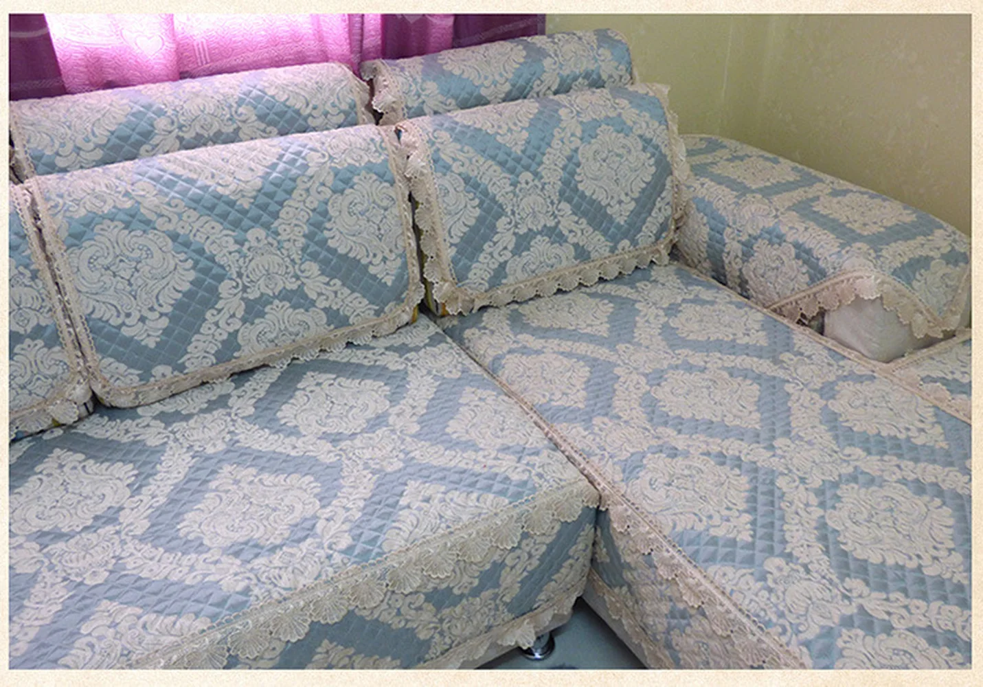 Набор чехлов для диванов стильный жаккардовый Комплект подушек из синели