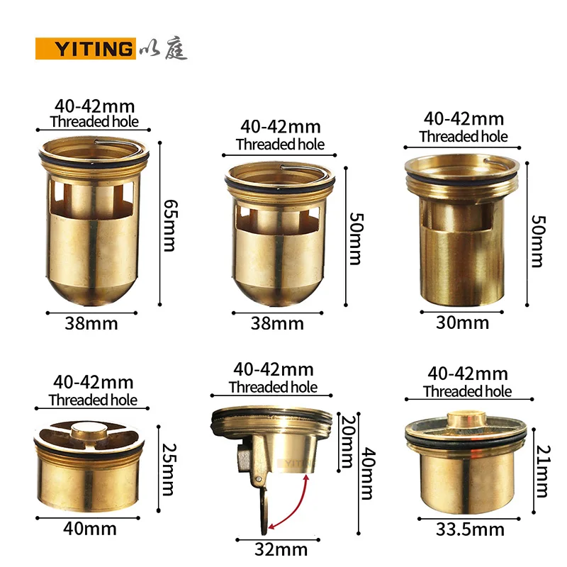 Латунный клапан для слива в полу с дезодорирующим клапаном Т-образное