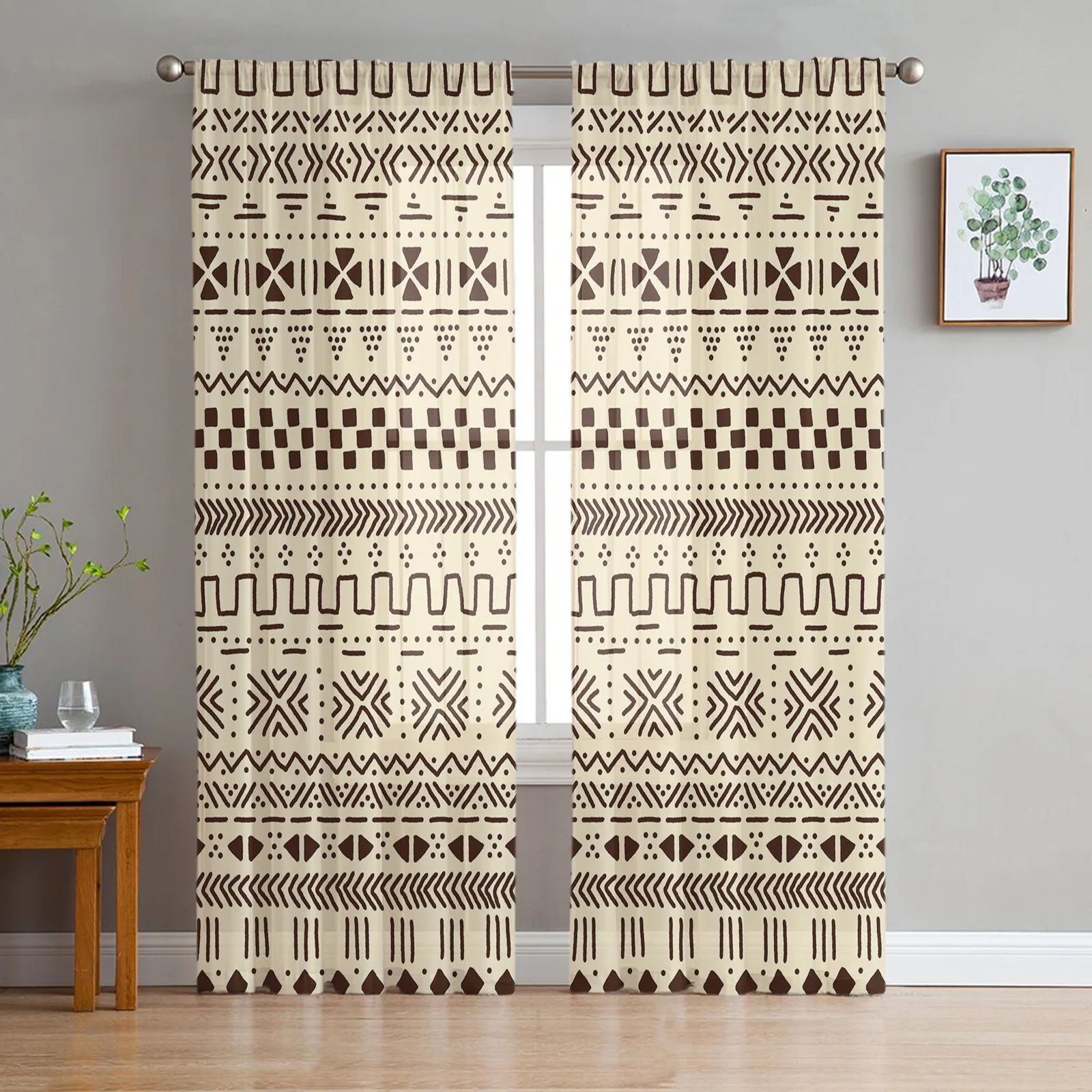 

Роскошные прозрачные Занавески с африканскими геометрическими фигурами, шторы из тюля для кухни, спальни, гостиной, кабинета, фотообои на ф...