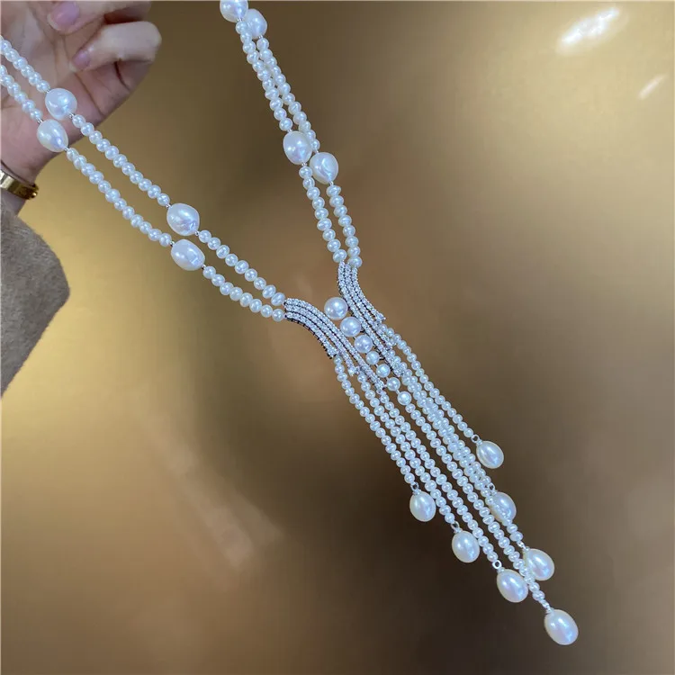 Цепочка для свитера с узлом ручной работы аксессуары из белого пресноводного