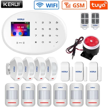 KERUI Smart Home Security Alarm System 2.4G WIFI Wireless Network Connection GSM APP Fortification Color Screen Touch Keyboard