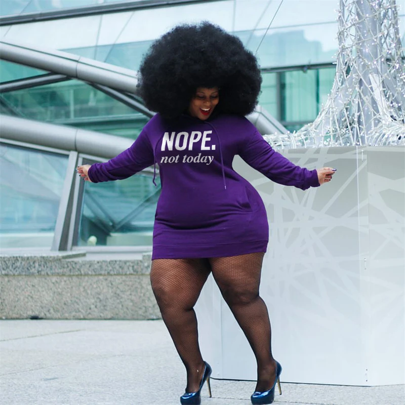

Women Plus Size Dresses Fall Clothes Long Sleeve Hoodies Short Dress Letter Print Casual Pullover Dress Wholesale Dropshipping