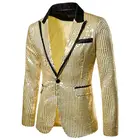 Мужской Блестящий блейзер с золотыми блестками Блестящий блейзер для ночного клуба блейзер для свадебной вечеринки костюм куртка для сцены певицы одежда