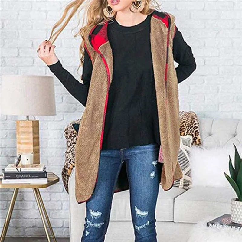 Модный женский шерстяной жилет из искусственного меха зимний теплый короткий