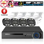 4K камера видеонаблюдения системы безопасности POE NVR Kit 4-канальный наружный цветной ночной режим 5MP IP Bullet Cmera комплект видеонаблюдения 4CH