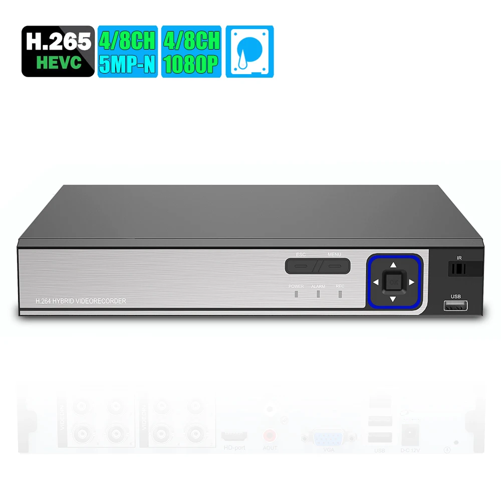 Камера видеонаблюдения 6 в 1 H.265 5MP N AHD DVR NVR XVR 8 каналов 1080P 4 МП 5 гибридный