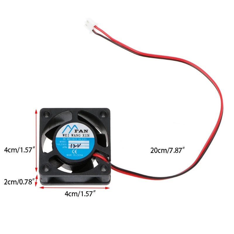 

40mm40mm20mm DC 12V 2-Pin 5 Blade Cooler Brushless Mini Cooling Fan 4020