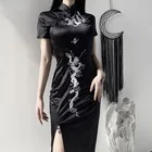 Женское платье с вышивкой дракона, готическое винтажное платье средней длины в стиле Харадзюку, осень 2020