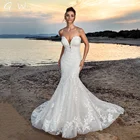 Женское свадебное платье It's yiiya, белое кружевное платье с 3D цветами, без бретелек, со шлейфом, на пуговицах на лето 2019