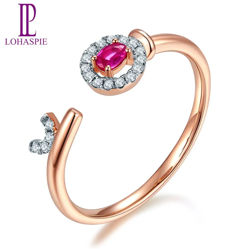 

LP Engagement Rings 9K 10K 14K 18K Rose Key Gold & Natural Gemstone Ruby & Diamond -Fine Jewelry Customized For Women Gift