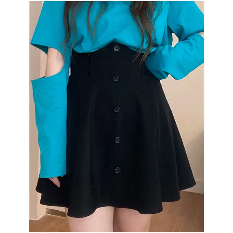 

Зимние плиссированные юбки, женские однотонные юбки с высокой талией в японском стиле, женские мини-юбки трапециевидной формы в стиле ретро...