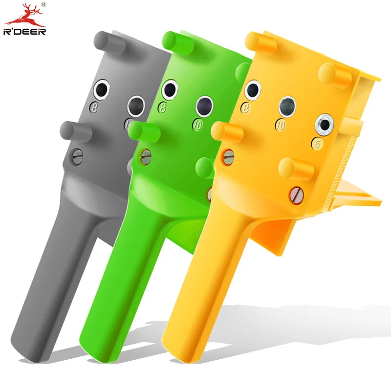 

6 8 10mm Dowel Jig Handheld Drill Guide Self-Centering Punch Locator ABS Plastic Pocket Hole Jig for Wood Dowel Joints