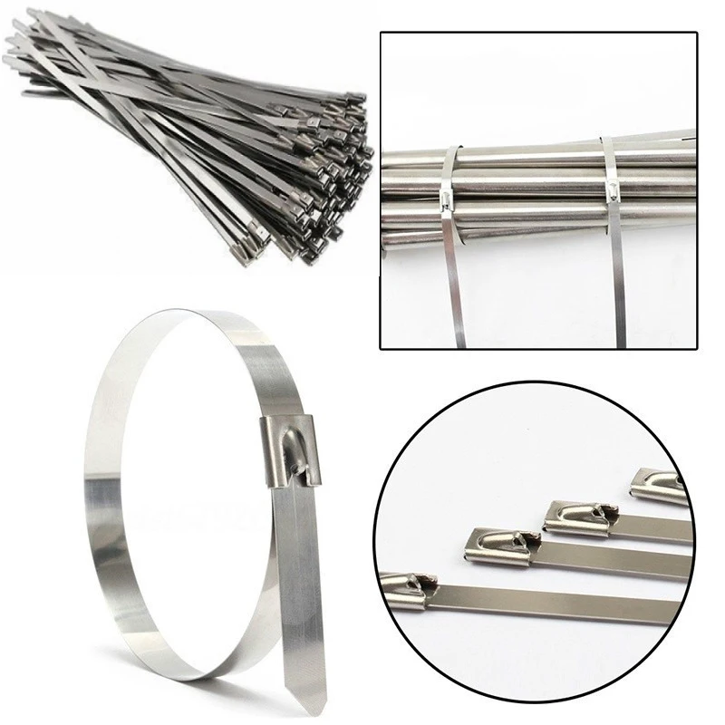 

25pcs Stainless Steel Cable Twist Tie Multi-Purpose Locking Cable Metal Tie 4.6mm Lock Metal Zip-Exhaust Wrap Coated Cable Tie