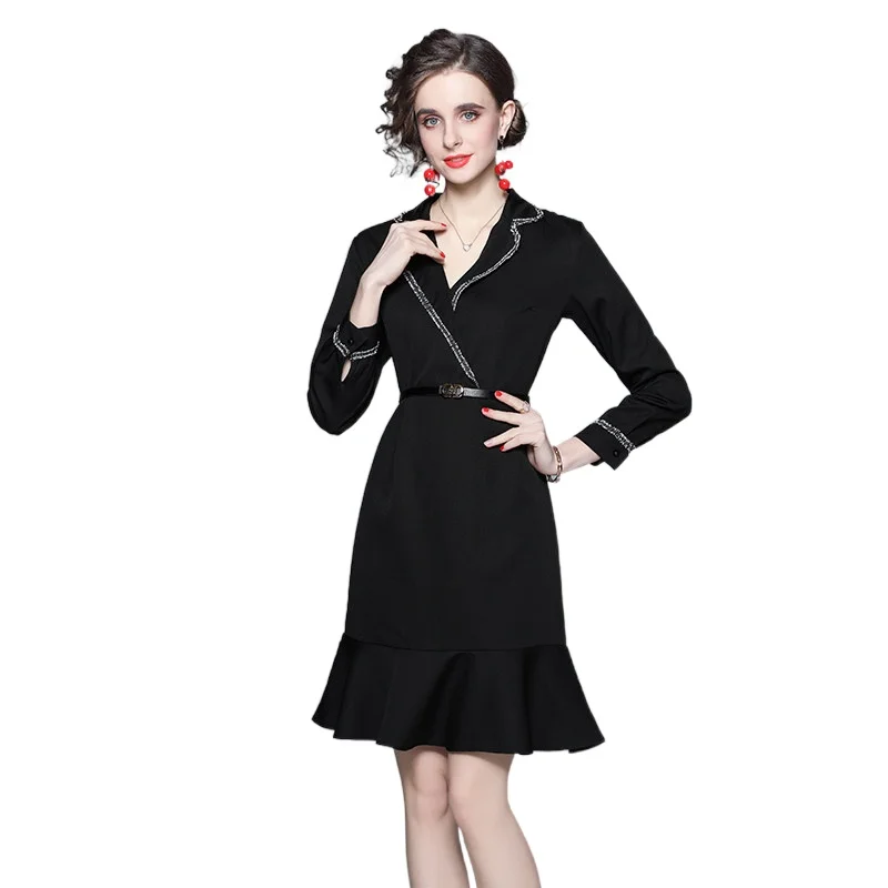 

Платье-Русалка женское демисезонное с длинным рукавом и воротником-стойкой