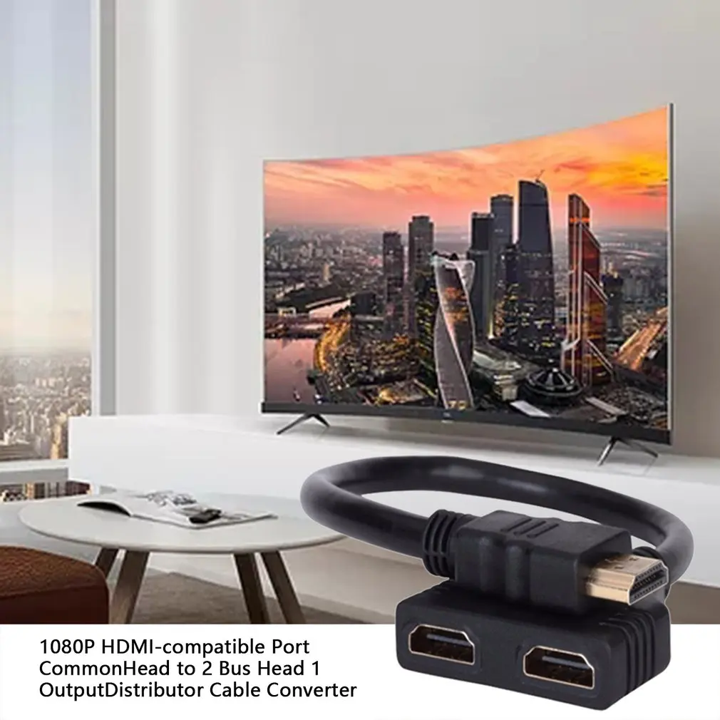 HDMI-совместимый 2 двухпортовый Y-разветвитель 1080P V1.4 кабель-адаптер Папа-двойной