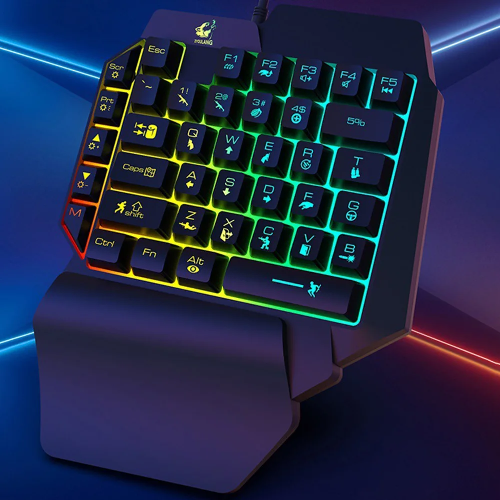 One-handed Wired LED Backlight Mobile Phone 39 Keys Ergonomic Office Keyboard USB Laptops Gaming Home Universal Keypad | Компьютеры и