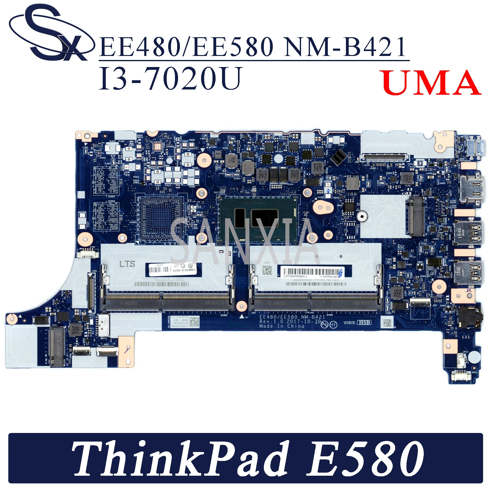 

KEFU EE480/EE580 NM-B421 Laptop motherboard for Lenovo ThinkPad E580 original mainboard I3-7020U UMA