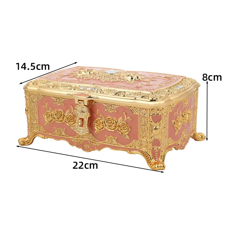 Creative Rectangular Jewelry Storage Box With Mirror European-style Finish Organizer Jewelry Decorative Ring Necklace Bracelet
