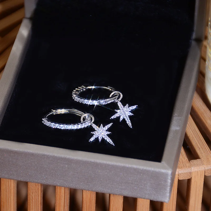 

Korea Fashion Jewelry High Quality Zircon Star Pendant Earrings for Woman Simple Daily Luxury Earring