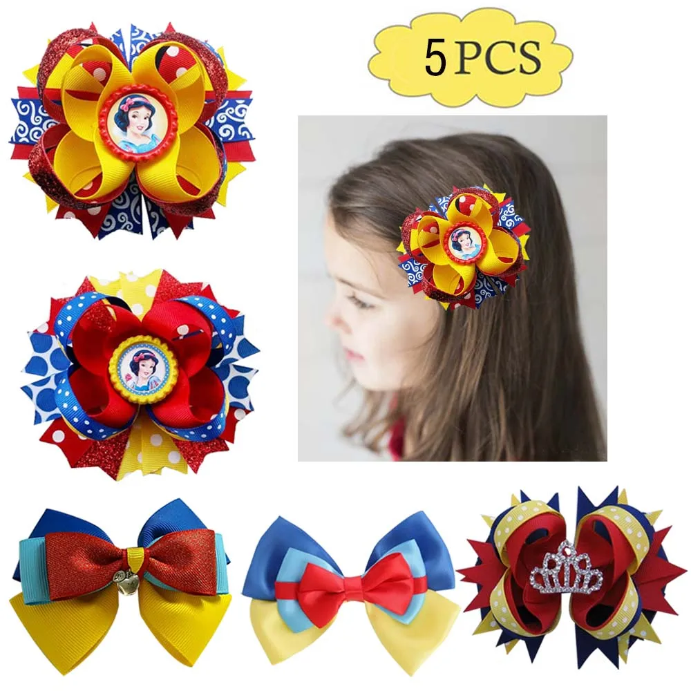 Бесплатная доставка 5 шт. заколки для волос принцессы красный желтый синий цвета