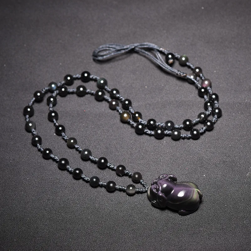 LETSFUN натуральный Полный Золотой обсидиан винтажный Дракон драгоценный камень