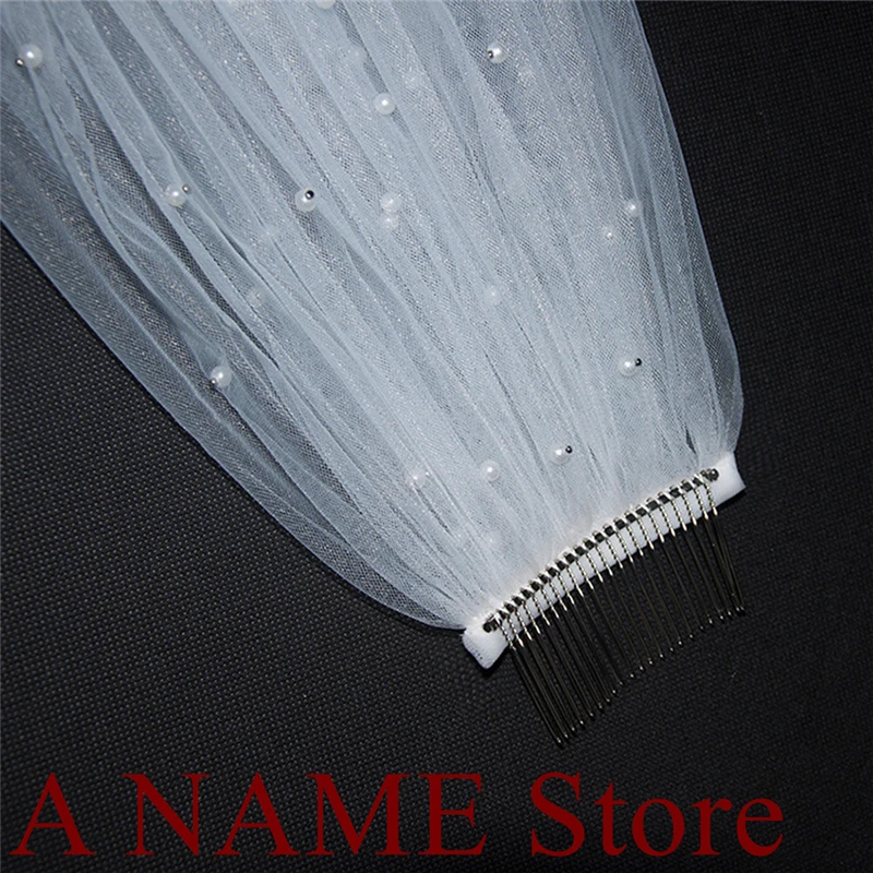 

Real Photos Bridal Veils Pearls Tulle with Comb Wedding Veil Cathedral Long White Ivory Starry Galaxy Shining Veil for Brides