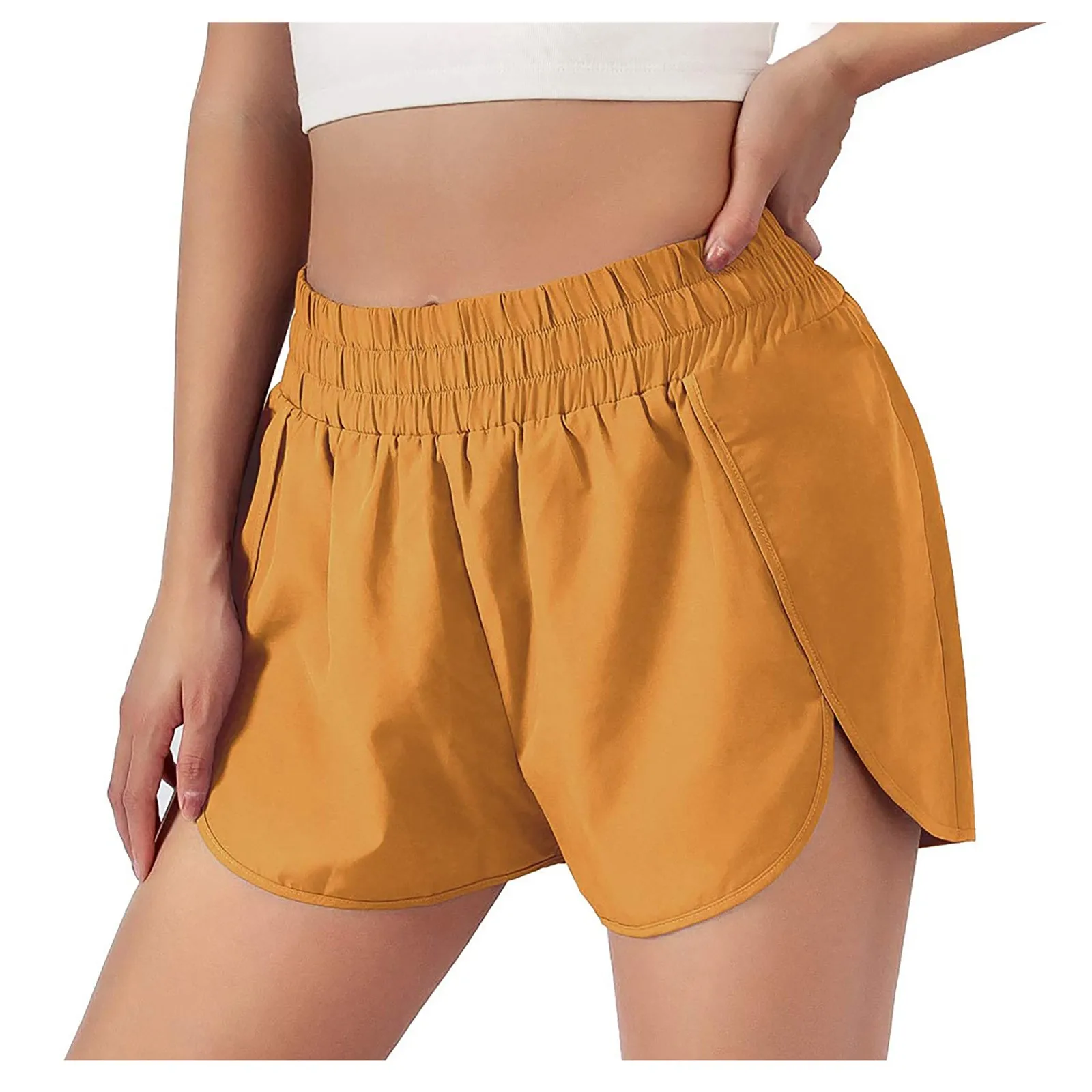 

2021 Shorts Stretchy Sport Elastic Waist Short Solid Quick Drying Loose Sports Shorts Push Up Running Gym Women Fitness Short