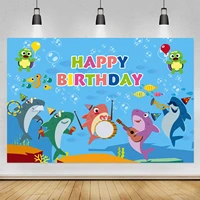 shark backdrop under the sea band performance children birthday party photography background photo booth studio props