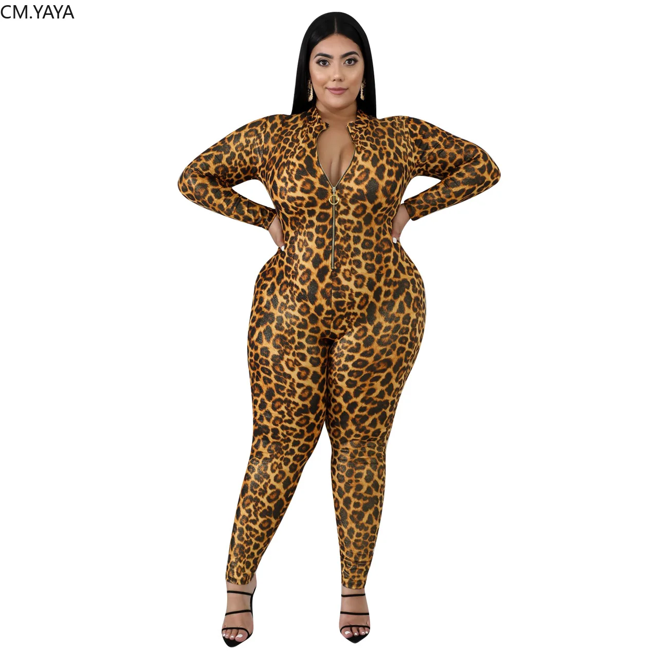 Новые женские зима осень с треугольным вырезом и длинными рукавами леопардовый