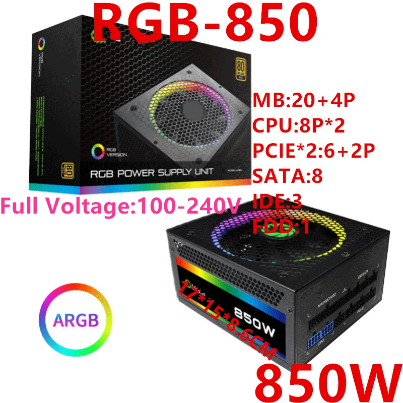 Preise Neue Original NETZTEIL Für GameMax Marke Volle Modulare 80plus Gold Stille Power Versorgung Für Video Spiele 850W Power Versorgung RGB-850