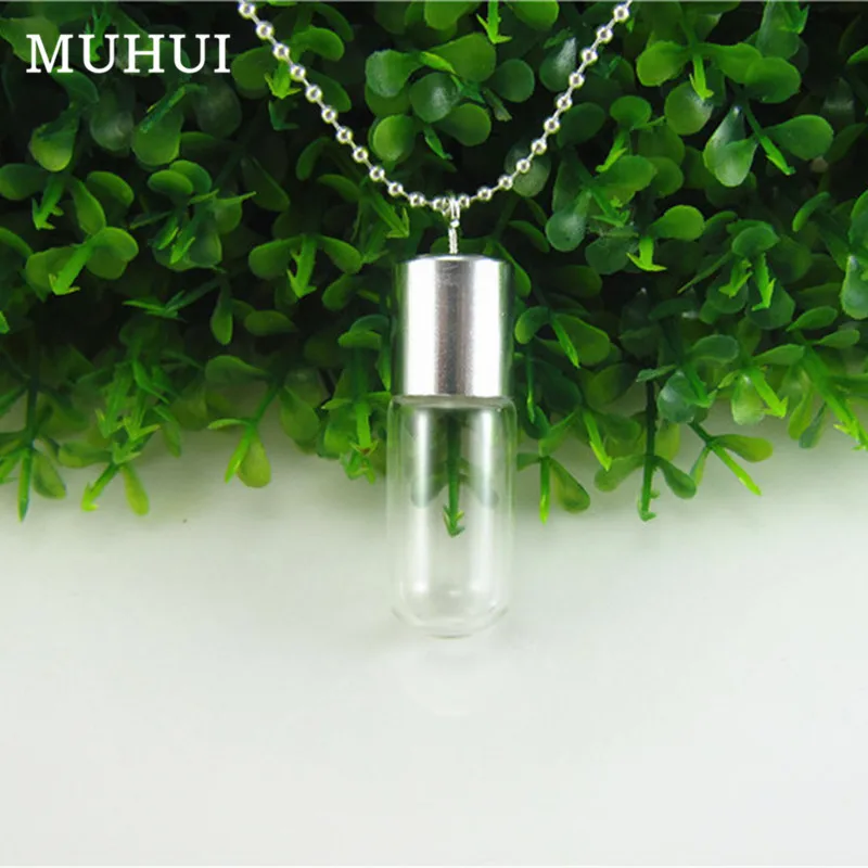 

3ML 4.5CM Creative Glass Bottle Pendant Necklace Perfume, essential oil Keep Small Bottle Necklaces For Women Collares 19191