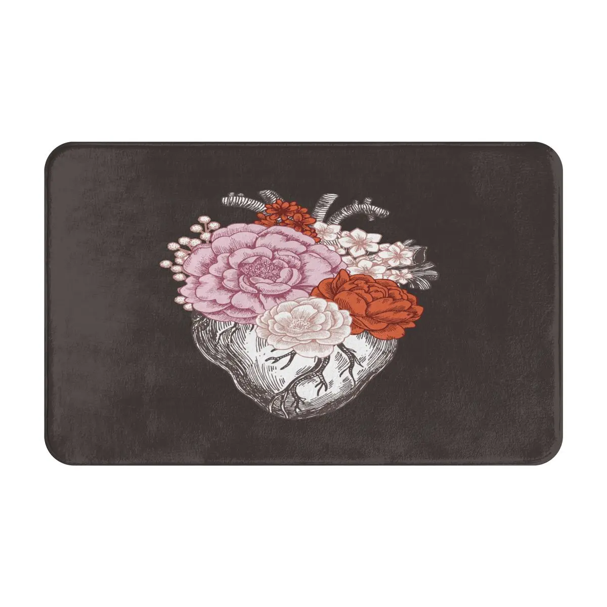 

Floral Romantic Anatomical Heart Floor Mat Entrance Doormat Floor Rug 50x80cm Door Mat Bathroom Kitchen Mat Kitchen Carpet