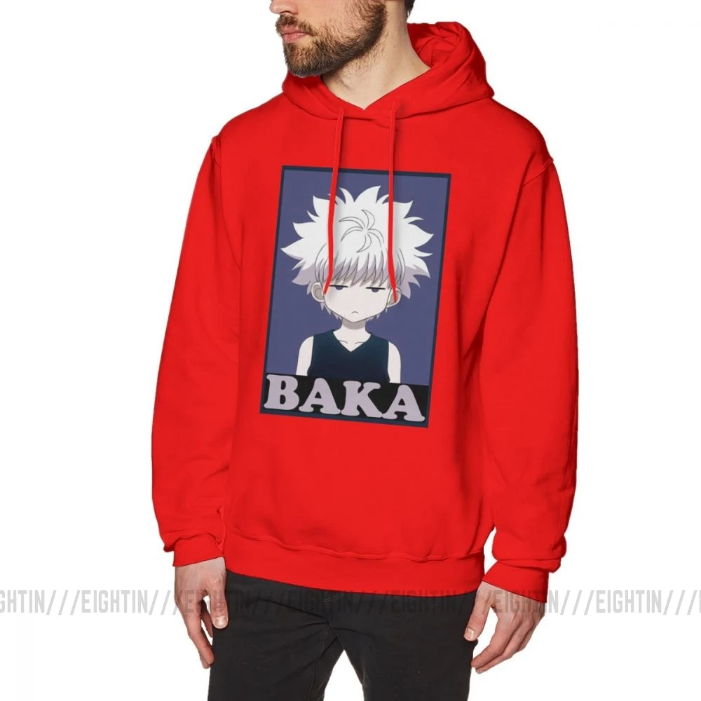 Охотник х ОХОТНИК Killua Zoldyck Baka Мужская толстовка забавные хлопковые Толстовки Новая Толстовка - Цвет: Красный