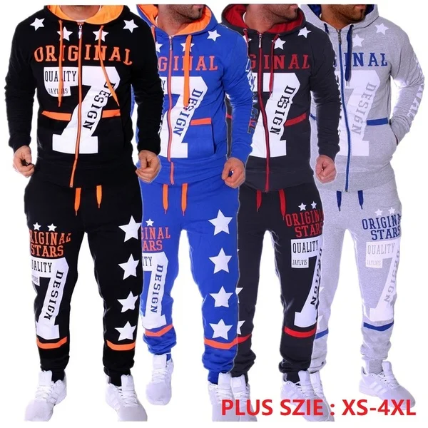 

ZOGAA 2019 New Men' Fashion Long Sleeve Hooded Sportwear 2 PCS Hooded Sweatshirt and Sport Casual Pants Set Men Tracksuit Set