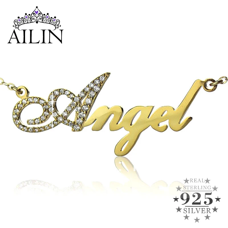 

AILIN, серебро 925 пробы, на заказ, с кристаллами, год, с надписью, арабское имя, ожерелье, персонализированная подвеска, ювелирное изделие, подар...