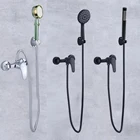 Набор смесителей для душа для ванной комнаты, матовый черный смеситель для ванны, смеситель с ручной душевой лейкой, набор для горячего и холодного воздуха, настенный душевой набор