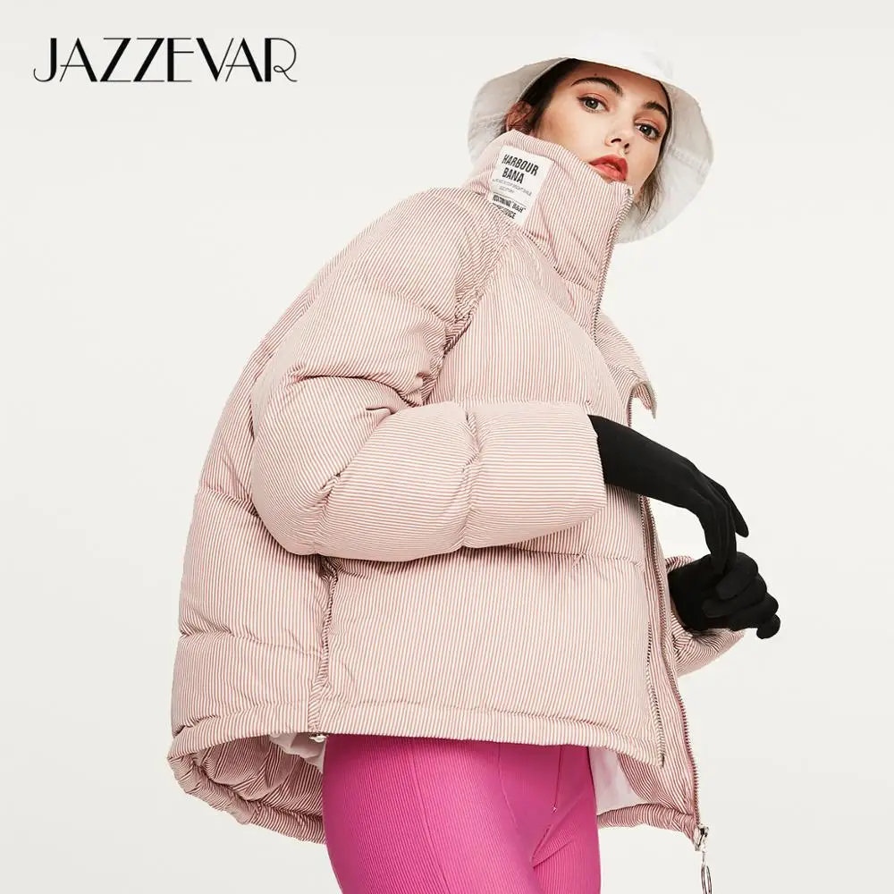 JAZZEVAR Зима Новое поступление пуховик женский на молнии модный стиль цвет розовый короткий зимний пуховик для женщин Y9040
