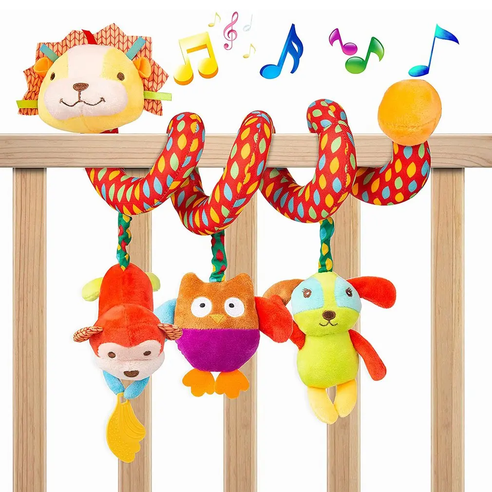 

Детское плюшевое спиральное игрушечное животное с музыкой, подвесная спиральная игрушка для детской кровати, детское автомобильное сидень...
