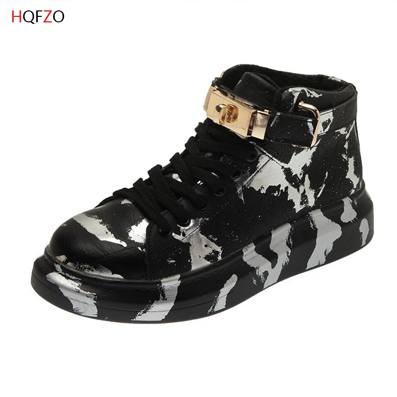 

HQFZO Casual Flat Winter Women Sneakers Warm Plush Ankle Boots Leopard Lace Up Women Shoes 2020 Mujer