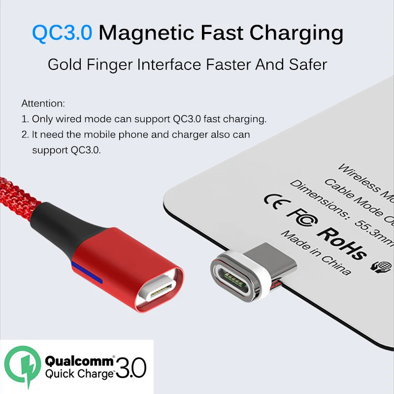 Qi магнитный беспроводной зарядный приемник USB кабель для iPhone Samsung Huawei двухрежимный беспроводной и QC3.0 проводной модуль быстрой зарядки